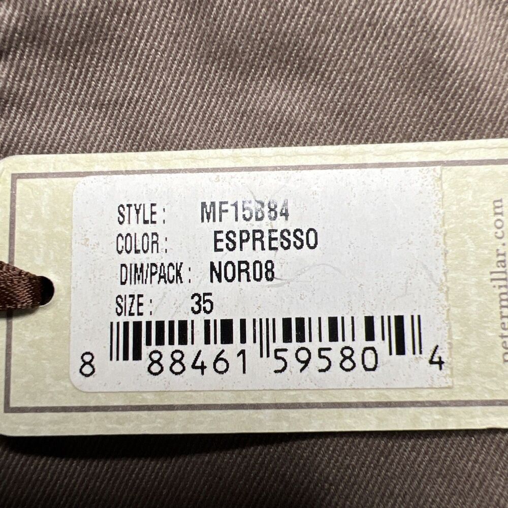 NWT Peter Millar Flat Front Chino Pants Size 35x36 Pima Cotton Espresso Brown - Picture 3 of 13